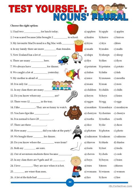 Test Yourself Nouns Plural General English Esl Worksheets Pdf Doc