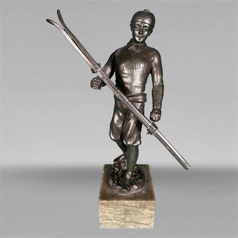 Skieur Statuette En R Gule Patin Sculpture