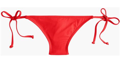 J Crew Synthetic String Hipster Bikini Bottom In Bright Cerise Red