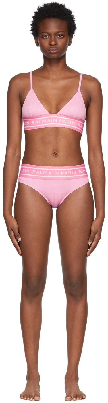 Balmain Pink Monogram Triangle Bikini Balmain