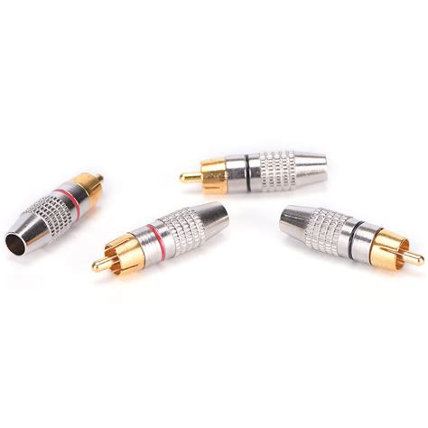 4pcs Rca Male Plug Solder Audio Video Cable Adapters Connector Gold Plated Hot Sale Fuyuantang