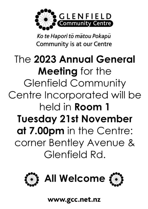 Agm Notice Glenfield Community Centre