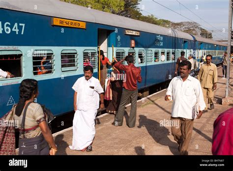 India Kerala Kollam Junction Railway Station Passengers On Platform