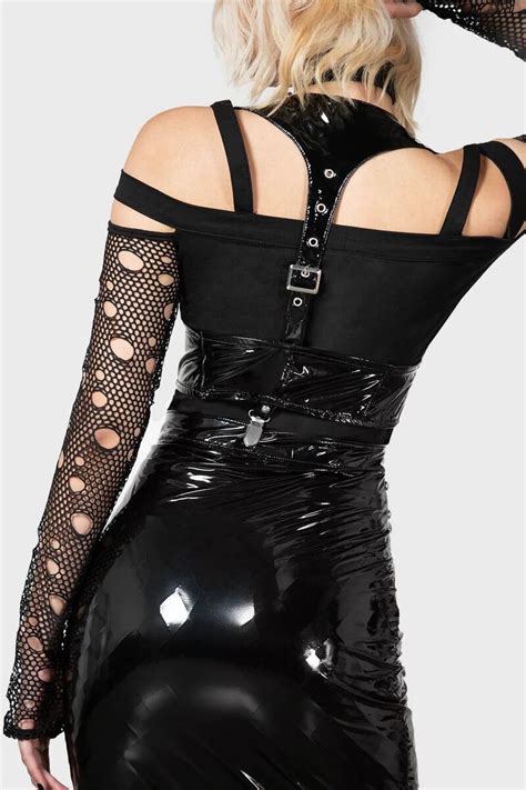 Killstar Madame Hexx Midi Pu Dress Faux Leather Dress Pahis Mega