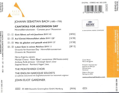 Cantata BWV 11 Ascension Oratorio Details Discography Part 1