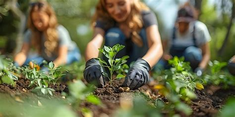 Premium Photo Neighbors Planting A Community Garden Together