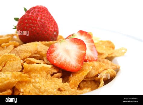 Cornflakes With Strawberries Stock Photo Alamy