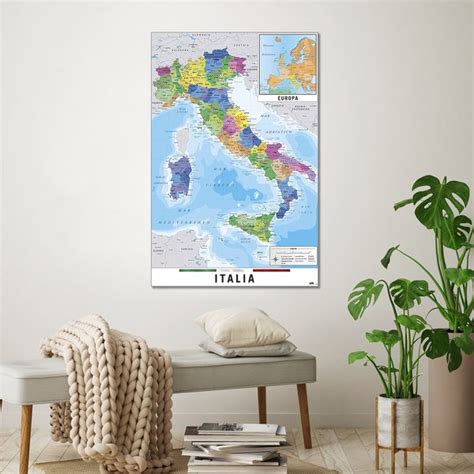 Mappa Italia Fisico Politico Map Of Italy Posters Buy Now In The Shop