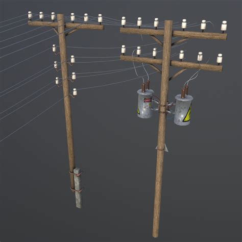 Set Of Electric Poles Low Poly Modelo D Unknown Max Ds Fbx