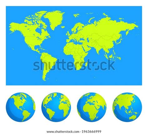 Earth Globe Icons Earth Hemispheres Continents Vector De Stock Libre