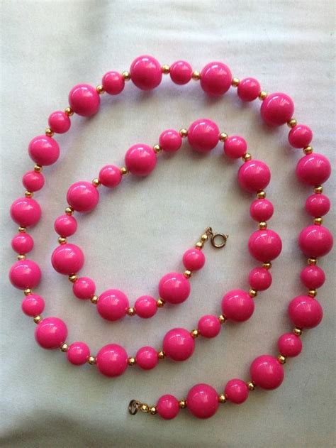 Elisa On Ebay Pink Bead Necklace Beaded Necklace Pink Beads