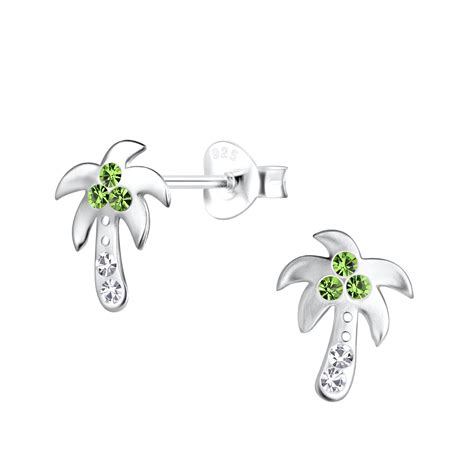 Silver Jd Sterling Silver Coconut Tree Ear Studs Jd