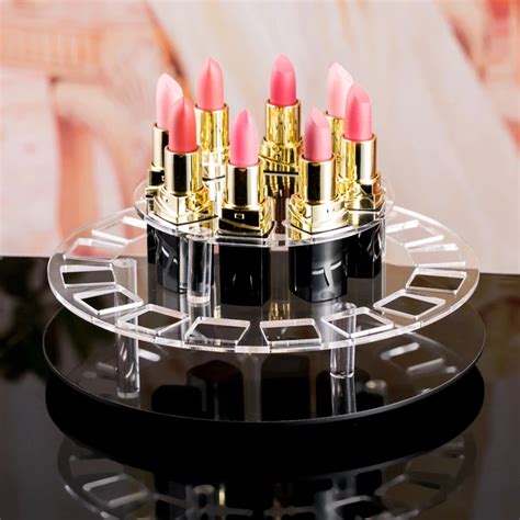 Custom Counter Top Lipstick Display Stand Rotating Acrylic Lipstick