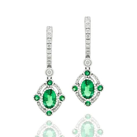 Emerald & Diamond Drop Earrings | Doble Jewellers