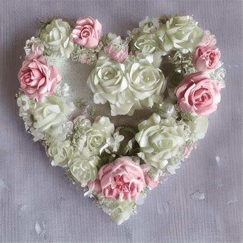 Shabby Chic Filigree Heart With Flowers · Creative Fabrica