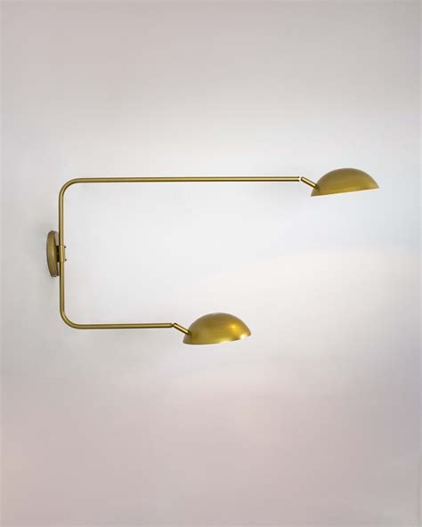 Lustre Arandela Dome Dupla Articulada Industrial Dourado Iluminamundo