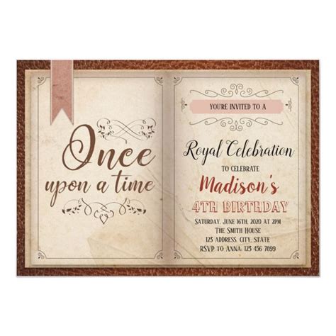 Book Themed Birthday Party Invitation Zazzle Book Birthday Parties Princess Birthday