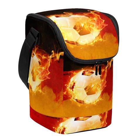 OWNTA Flame Soccer Football Pattern Tote Lunch Bag With Adjustable