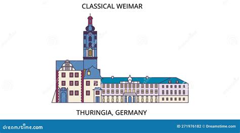 Germany Thuringia Tourism Landmarks Vector City Travel Illustration