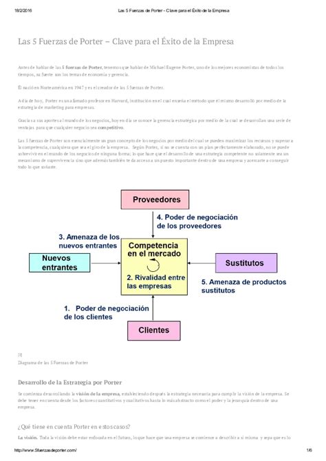 Pdf Las 5 Fuerzas De Porter Clave Para El Éxito De La Empresa Fernando Ramirez Marulanda