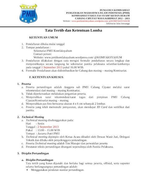 DOCX Tata Tertib Dan Ketentuan Lomba DOKUMEN TIPS