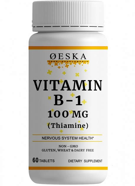 Витамин Б1 Oeska Vitamin B1, 100 мг 60 таблеток, Thiamine (Тиамин ...