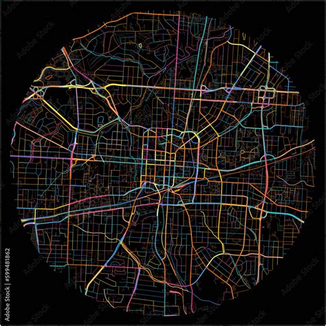 Colorful Map Of Greensboro North Carolina With All Major And Minor