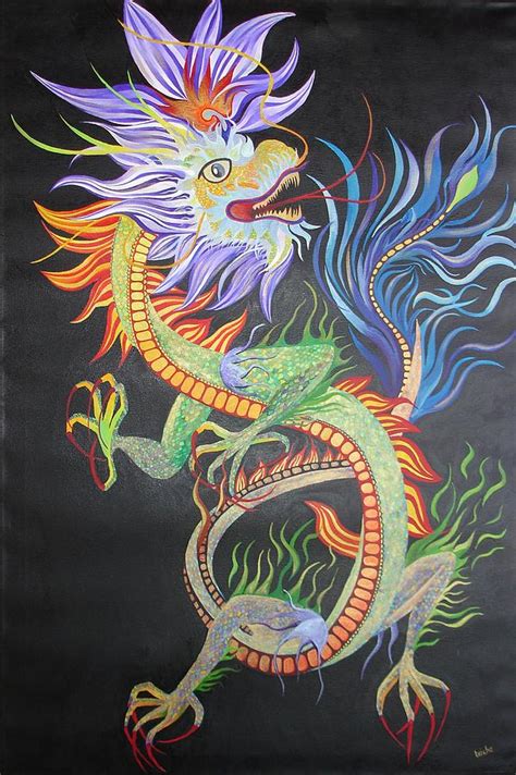 Chinese Fire Dragon Painting by Taiche Acrylic Art - Pixels