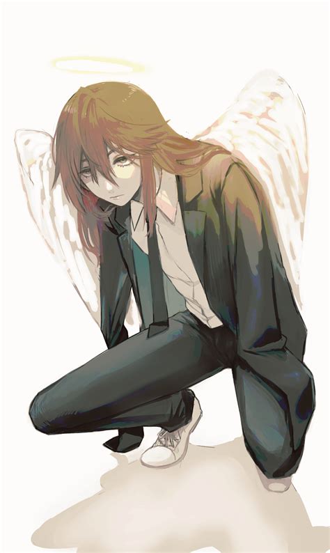 Safebooru 1boy Angel Angel Devil Chainsaw Man Angel Wings Black Jacket Black Necktie Black