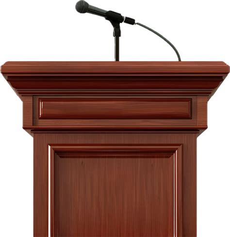 Wooden Podium With Microphone 47067438 PNG