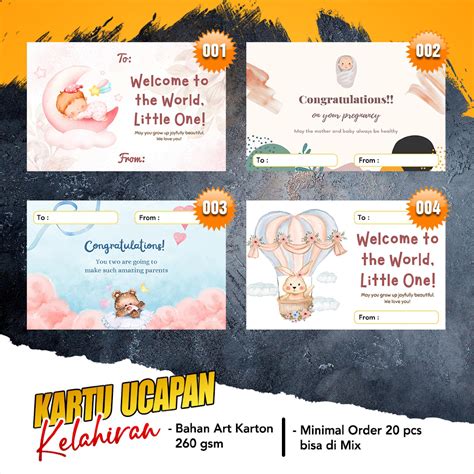 Jual Isi Pcs Kartu Ucapan Kelahiran Bayi Greeting Card Baby