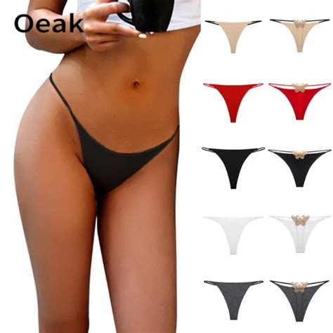Oeak New Women Sexy Briefs Double Layer Thin Strap Sexy Panties Embroidery Low Waist Sexy Bikini