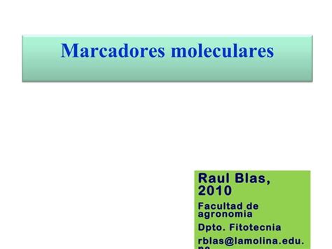 Marcadores Moleculares Ppt