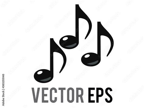 Vector Black Three Eighth Notes Music Note Emoji Icon Represent Music Or Singing Vector De