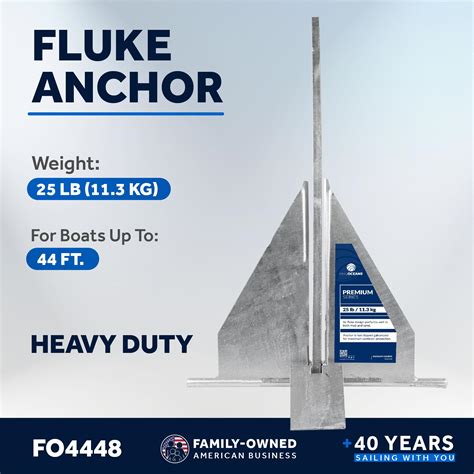 Five Oceans Fluke Anchor 25 Lb Hot Dipped Galvanized