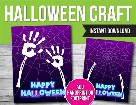 Halloween Handprint Craft Kids Craft Activity Halloween Etsy