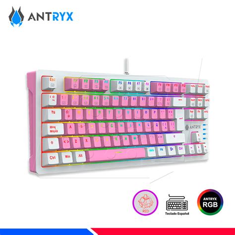 Teclado Mecanico Tkl Antryx Chrome Storm Mk Pink Switch Red