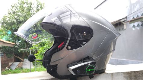 PASANG INTERCOM RETOUCH X5 DI HELM NJS KAIROZ SILVER STEEL CARA