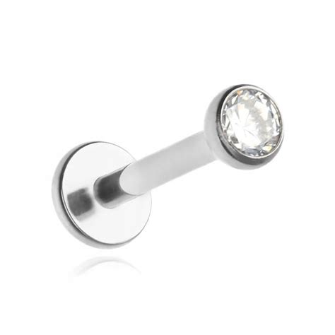 Tytanowy kolczyk labret z białą cyrkonią 1 2 6 5 13917881845 Allegro pl