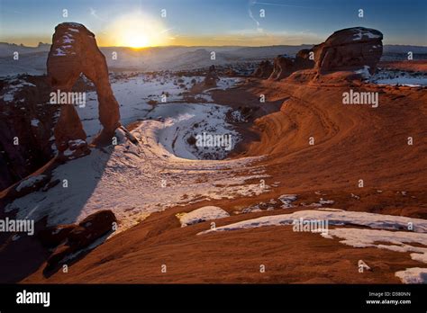 Delicate Arch Sunset Stock Photo - Alamy