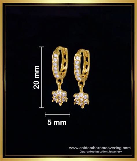 Buy 1 Gram Gold Plated White Stone Hoop Earrings For Girls