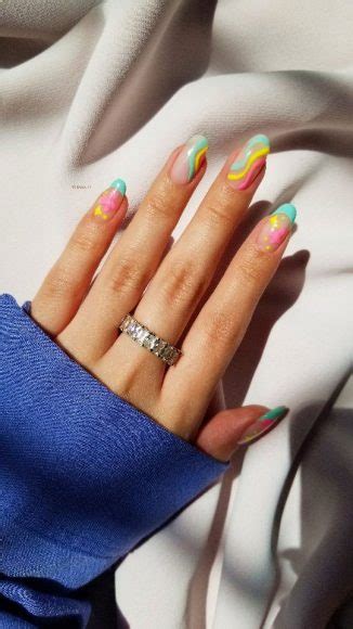 Embrace The Warmth With Radiant Summer Nails Neon Swirl Flowers