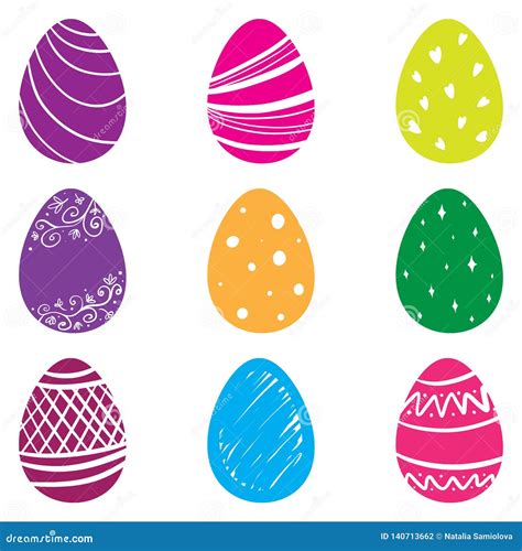 Vector Kawaii Egg Emoji Easter Stickers Stock Illustration