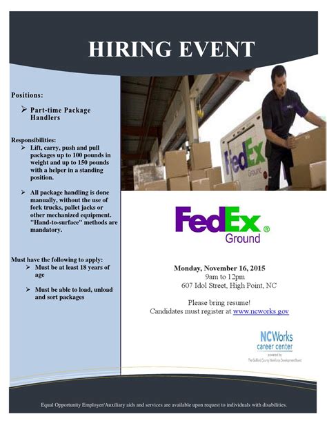 Fedex Hiring Event By Ncworks Career Center Guilford County Issuu