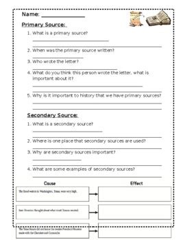 Primary Vs Secondary Sources Bundle Worksheets Library