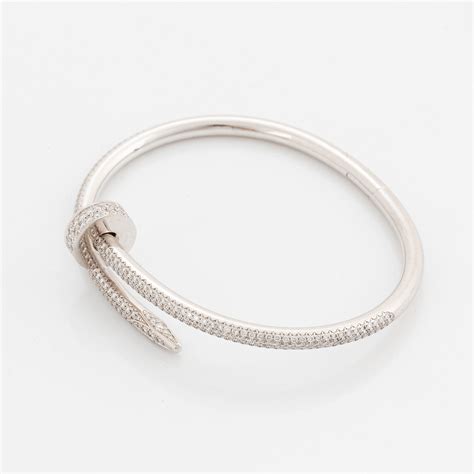 A Cartier Juste En Clou Bracelet In 18k White Gold Set With Round