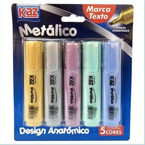 Marcador Resaltador Kaz Marca texto metálico de punta biselada pack