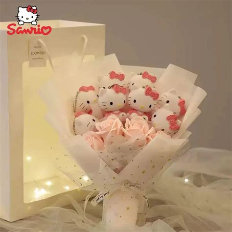 Original hello kitty buquê de flores kawaii desenhos animados sanrio