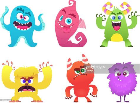 Cartoon Monsters Goblin Gremlin Troll Scary Cute Faces Of Colored