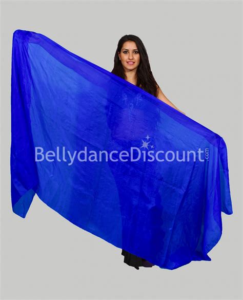 Velo Rectangular Azul Oscuro En Pura Seda Para Danza Del Vientre